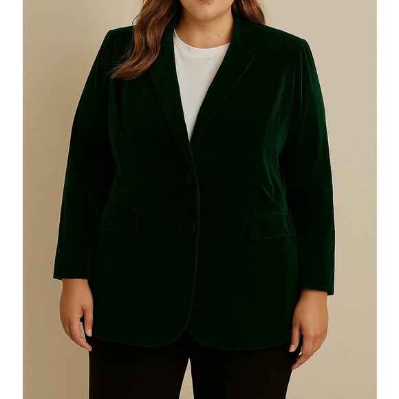 Gibson Latimer NWT Emerald Green Velvet Blazer Long Womens XXL Holiday Christmas - Picture 1 of 13